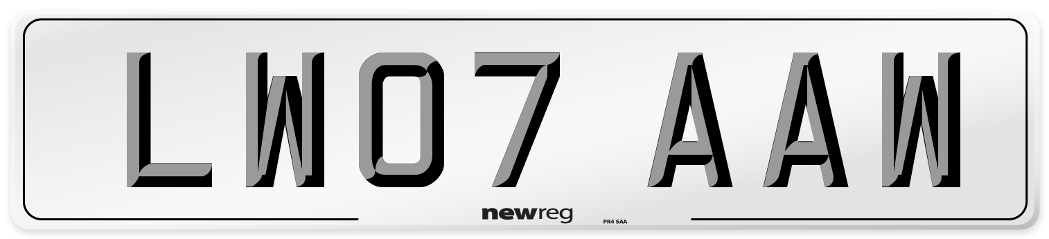 LW07 AAW Number Plate from New Reg